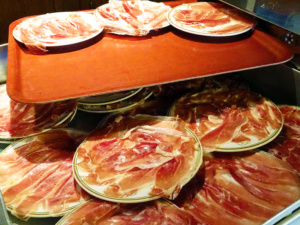 Prosciutto waiting to be served