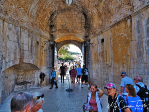 The main entrance to Pile Gate, one of 4 gates to the city of Dubrovnik.