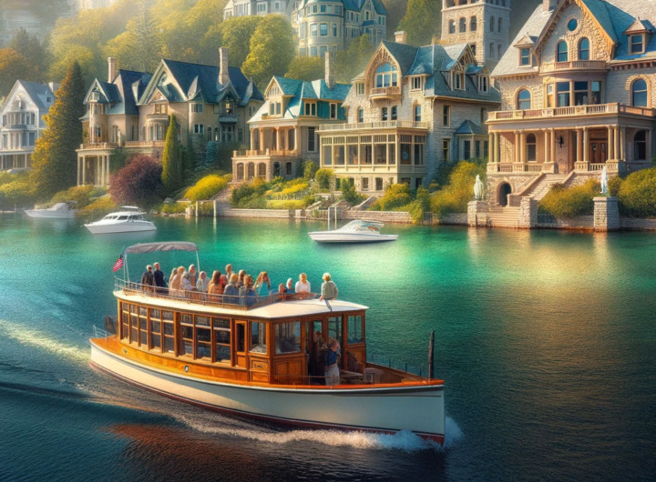 Boat Tour on Lake Geneva Illustration